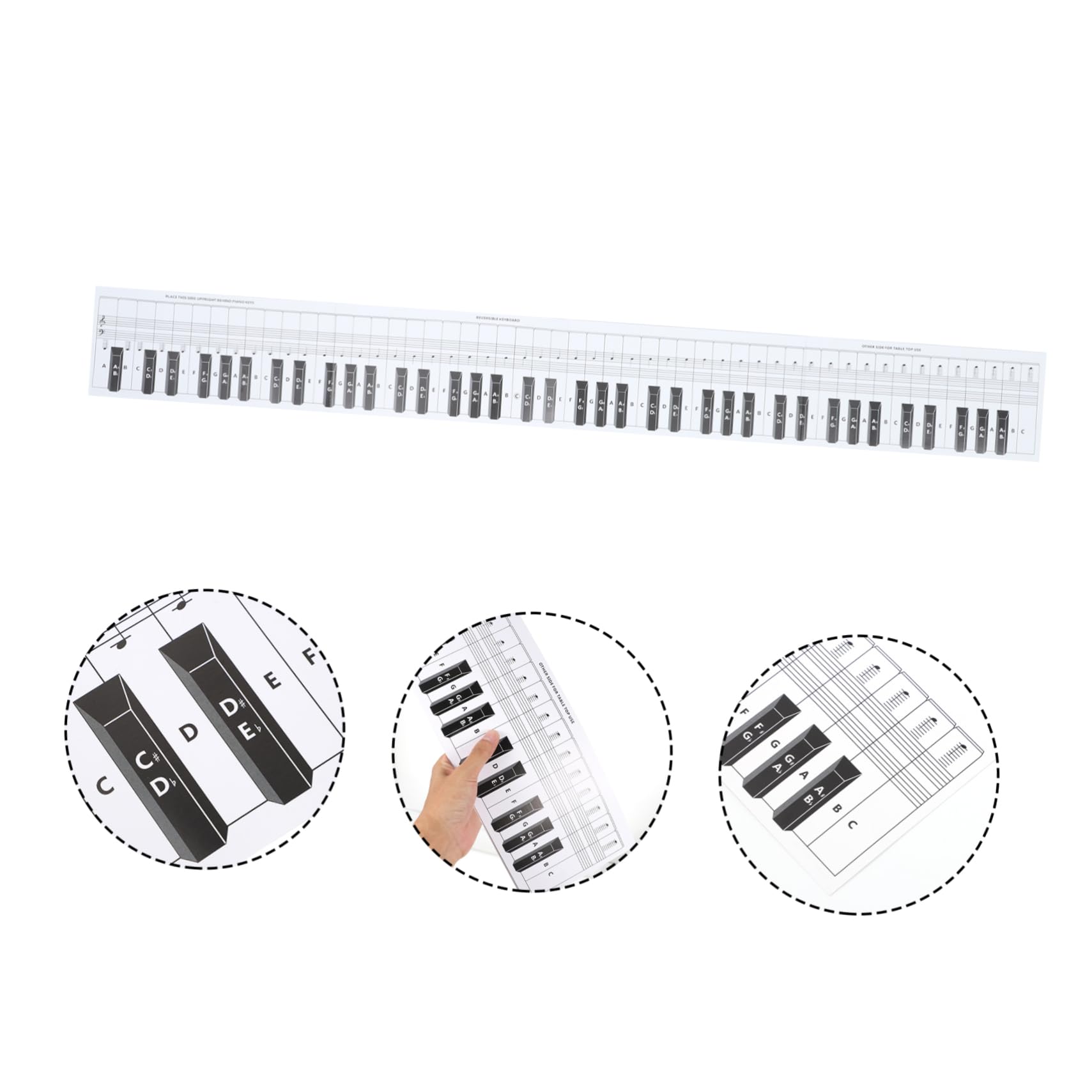 Alasum 3piezas Guía De Práctica Para Teclado De Piano De Teclas Cartel De Referencia Para Estudiantes y Profesores Material Diseño Portátil Color