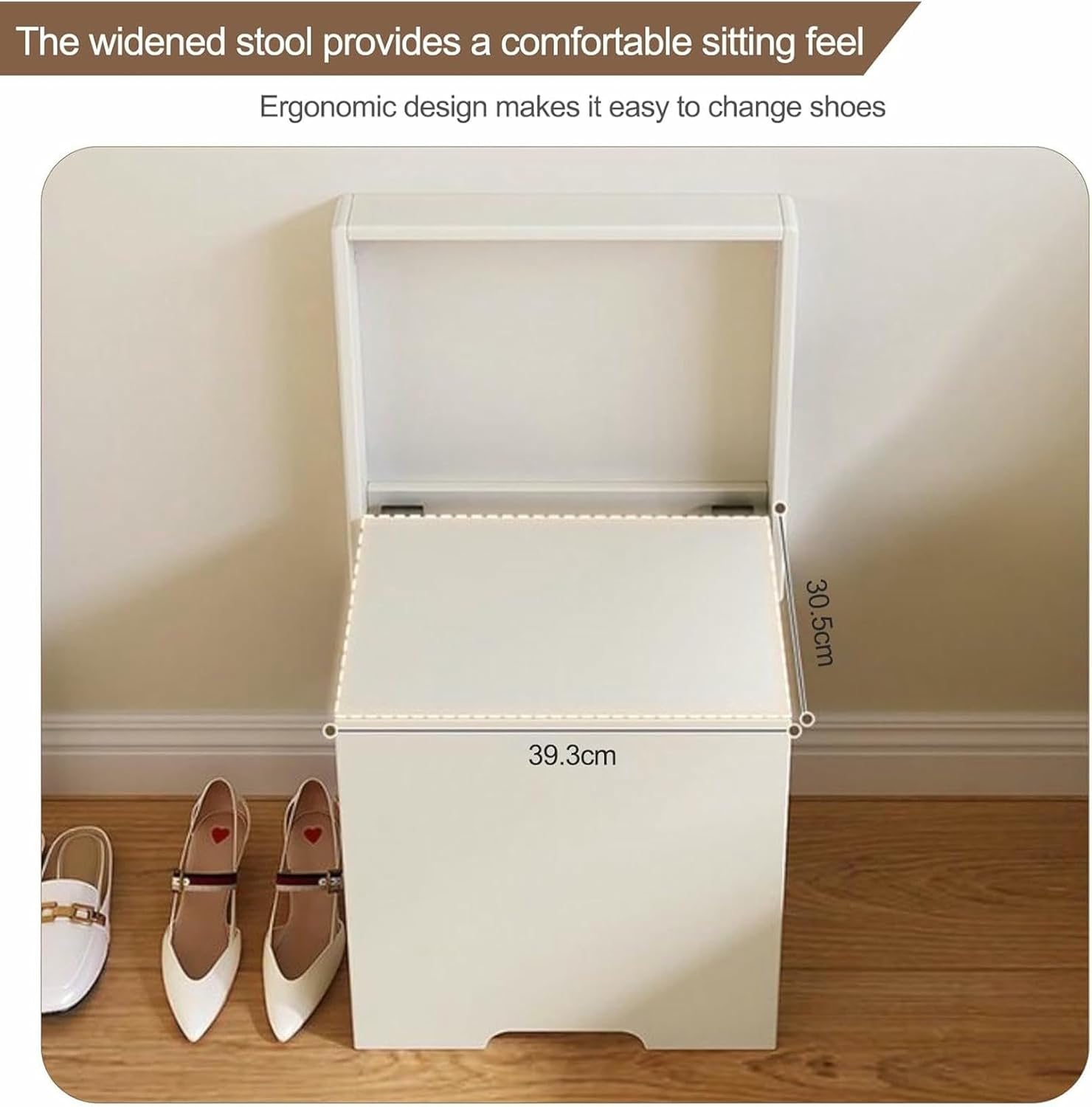 Foldable Wall Chair Invisible Shoe-Changing Stool Extra-Wide Seat, Wall Mounted Folding Chair Easy to Fold(White)