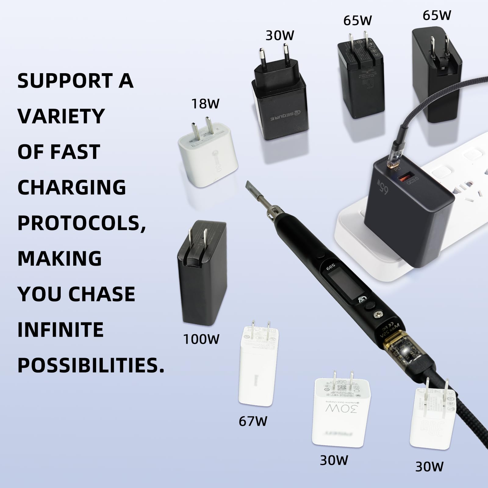 SEQURE Kit de soldador eléctrico S99 de 150 W con 4 puntas de soldadura, calibración digital de temperatura OLED de 50 ° C-500 °C, temperatura ajustable