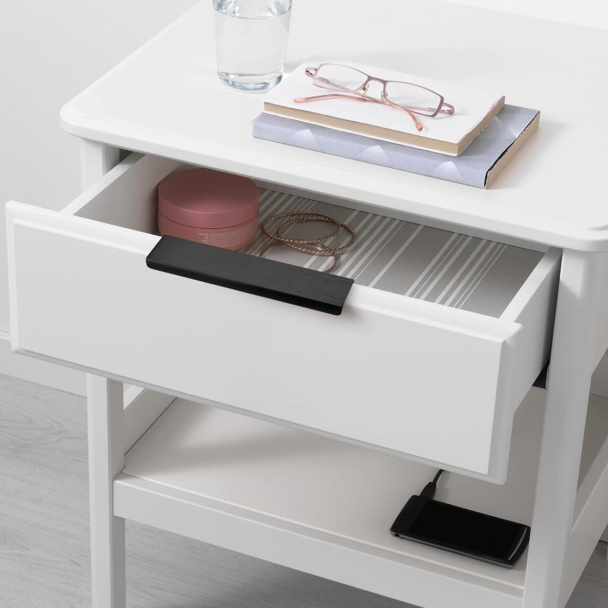 Gobrico 30 Pack Drawer Pulls, 5"(128mm) Hole Centers Edge Finger Pulls, Matte Black Cabinet Pulls, Aluminum Alloy Kitchen Cabinet Handles