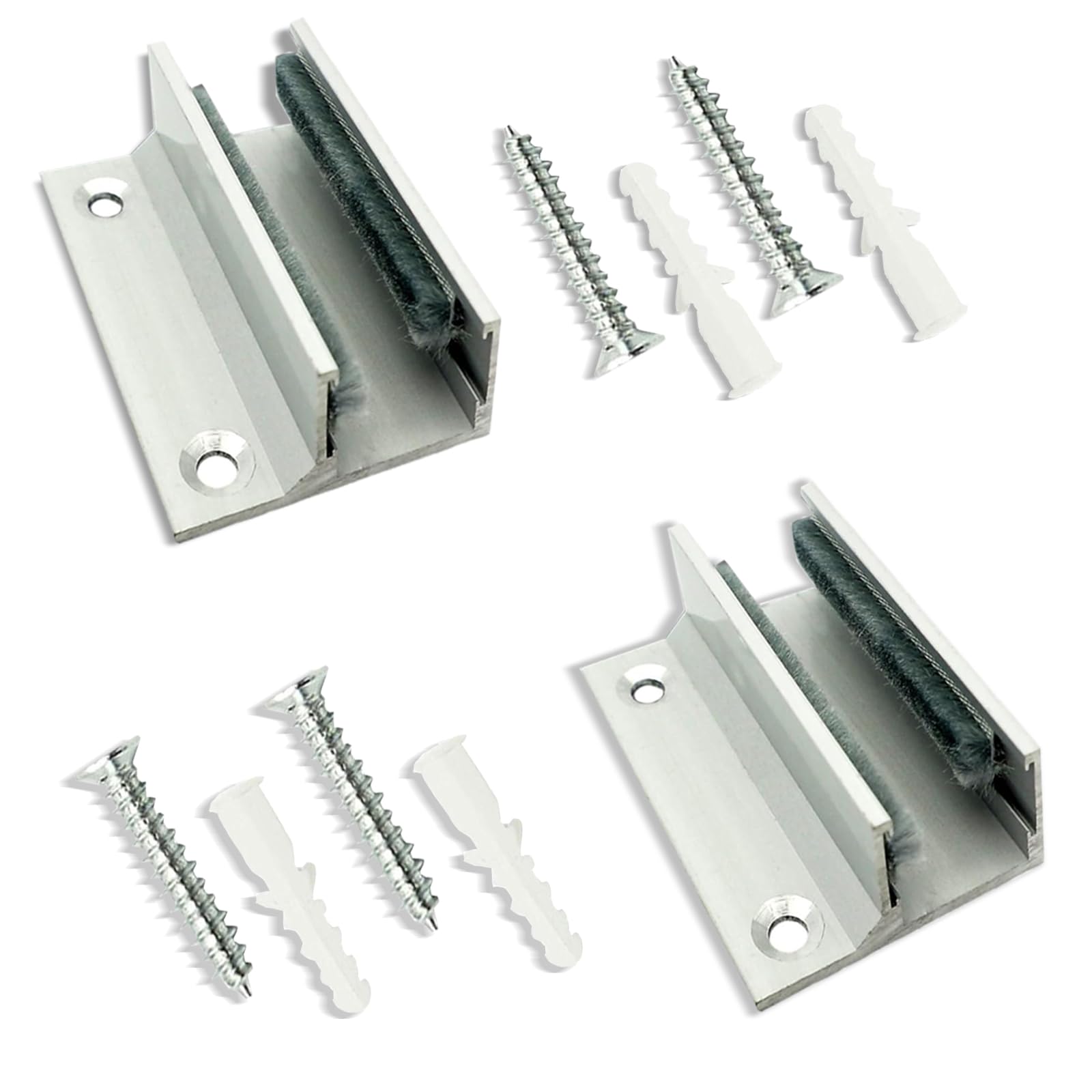 Guida A Pavimento Per Porte Scorrevoli In Vetro - Sistema Con Morsetto In Alluminio