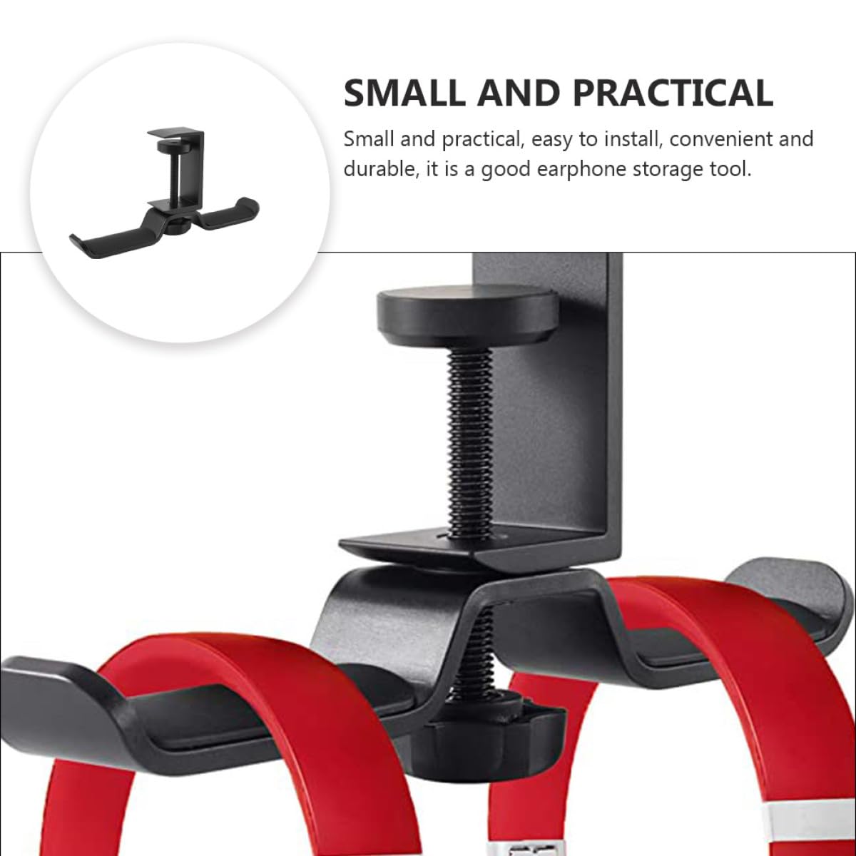 Supporto per Cuffie da Scrivania Metallo Nero Gancio Rotante per Headset e Borse Organizer Resistente e Multifunzione per Ufficio