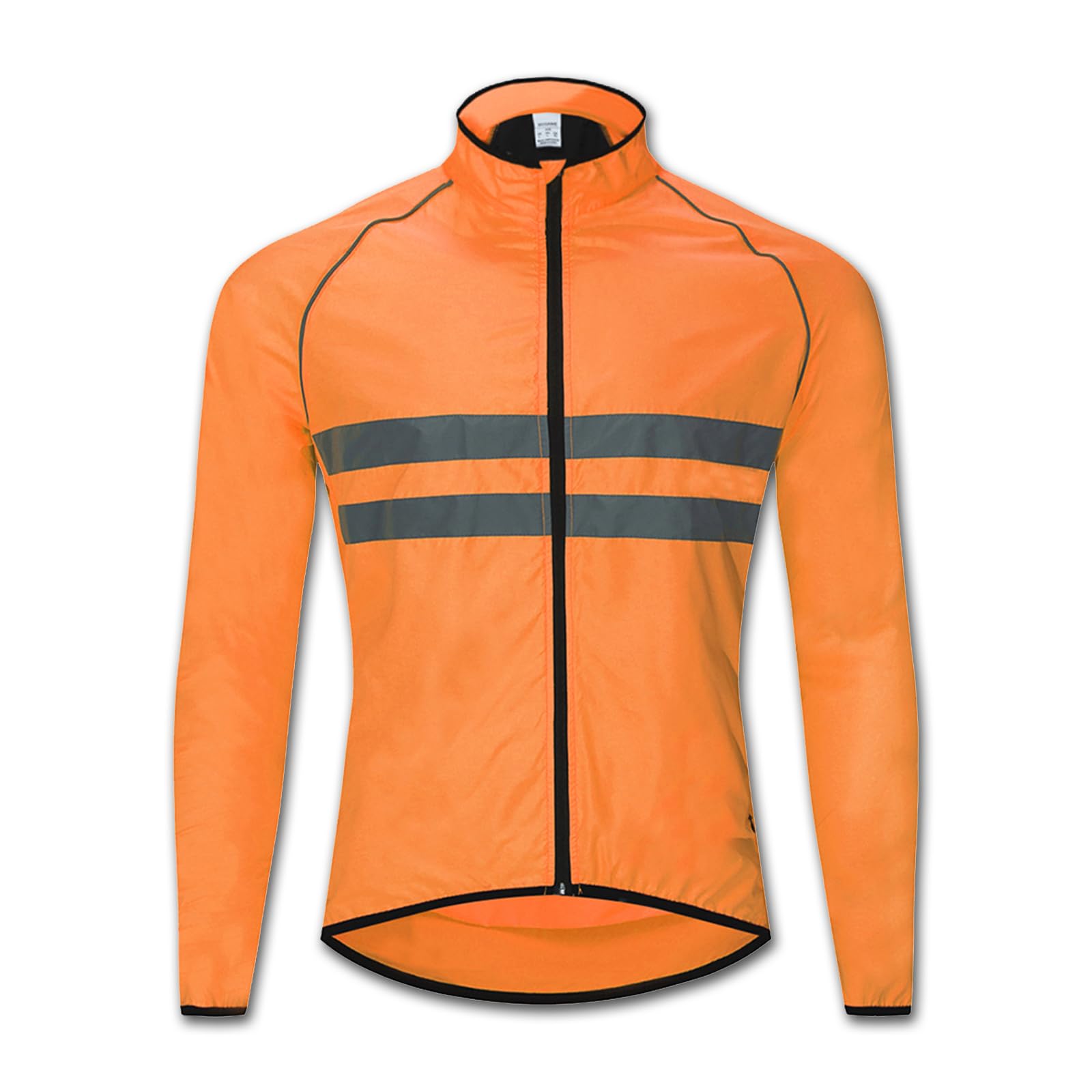 ARMAAN Giacca da Ciclismo Estiva da Uomo Leggera Traspirante ad Alta visibilità Riflettente per MTB Giacca a Vento Antivento Impermeabile per Moto per Campeggio e Corse,Orange-EU L