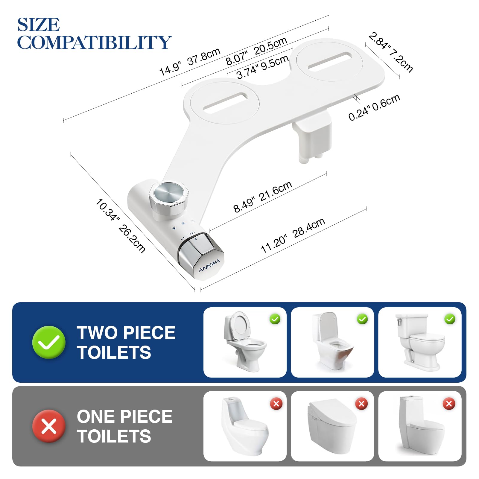 Pulvérisateur Bidet de Toilette Jet d’Eau Froide Toilette Japonaise Autonettoyante Non Electrique avec Double Buses Rétractables Autonettoyantes Nettoyage Avant et Arrière(TT17NA)