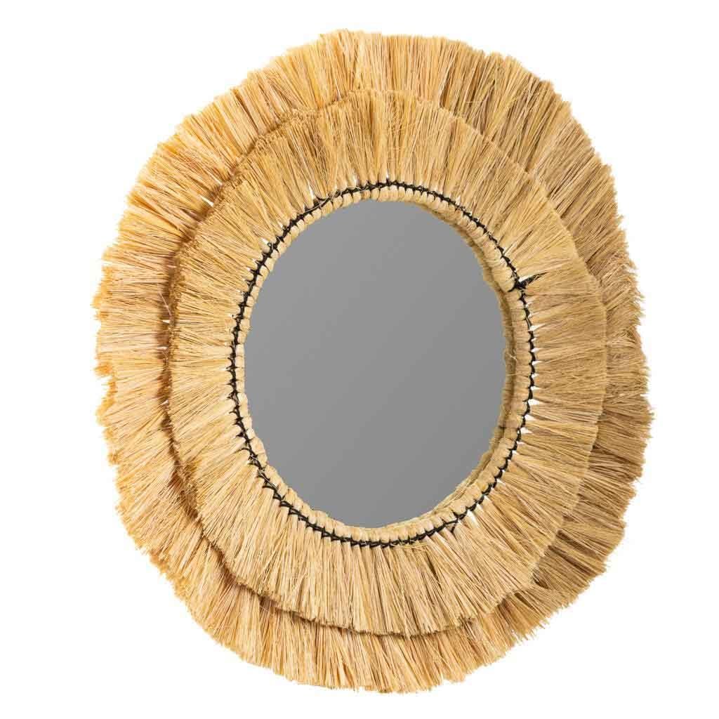 WANDERLUST DECO Espejo Redondo de Fibra Natural Marrón 57x57x6