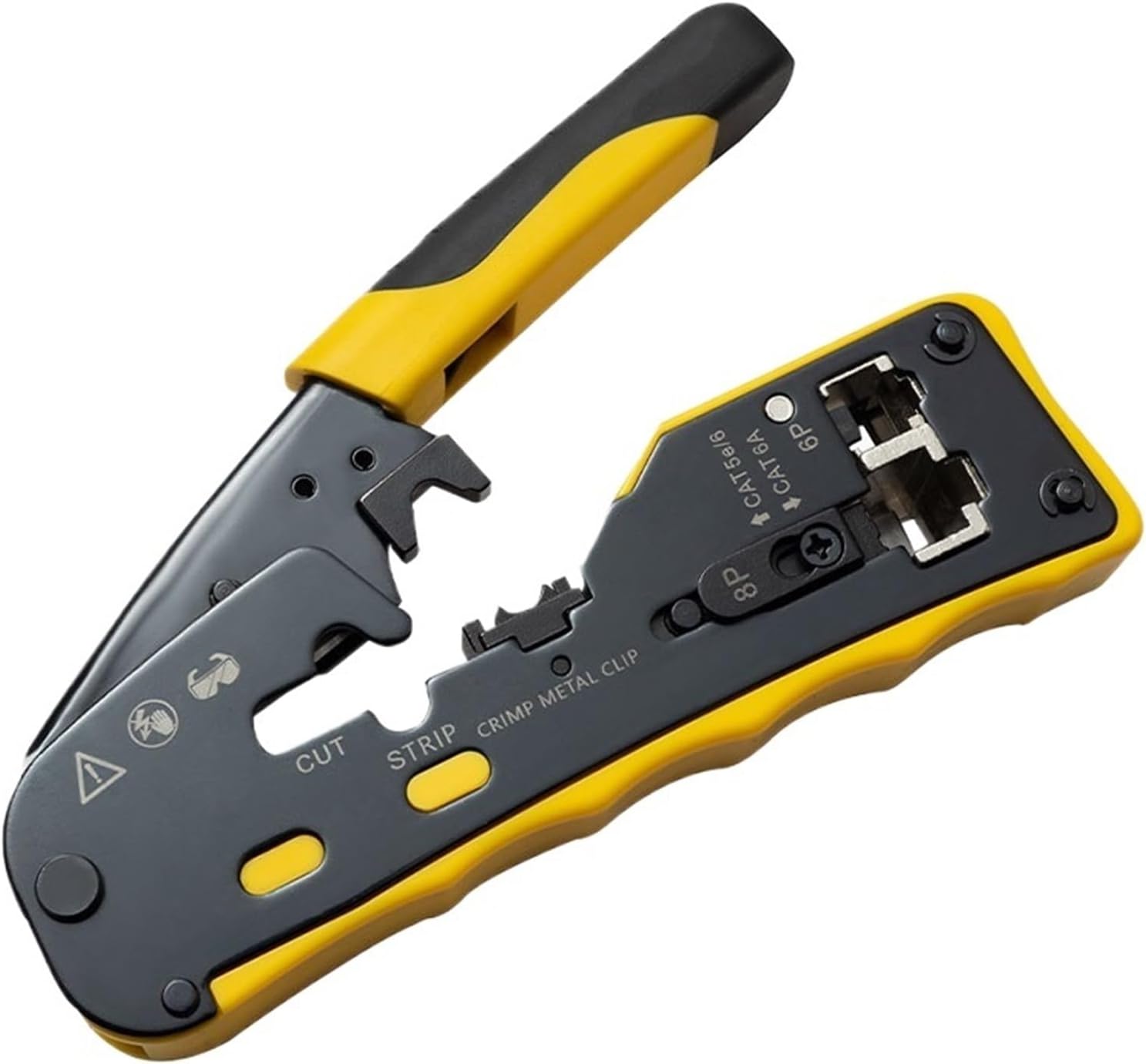 Tools Ratcheting Modular Data Cable Crimper/Wire Stripper/Wire Cutter for CAT5e CAT6 CAT6A/7, RJ45 Pass-Thru Connector