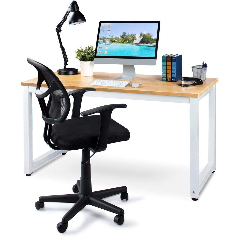 BAKAJI Scrivania Tavolo da Lavoro Porta Pc Computer Piano in Legno MDF con Struttura in Metallo Arredamento Casa Ufficio Cameretta Design Moderno Dimensione 120 x 60 x H70 cm