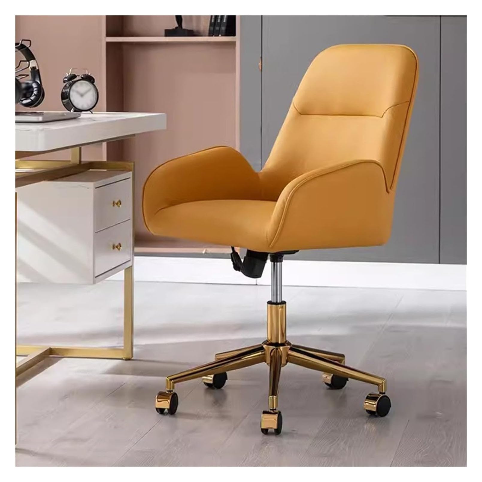 Chaise pivotante réglable en cuir PU et fauteuil de bureau compact pour chambre