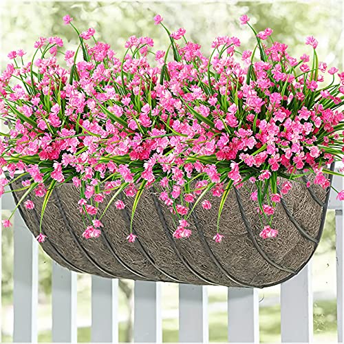 Binduo 6Pcs Artificial Outdoor Plants Fake Flowers For Decoration Uv Resistant Faux Plastic Daffodil Flower For Hotel Kitchen Bathroom Garden Window Fence Stairs Decor (Pink) #TOP5
