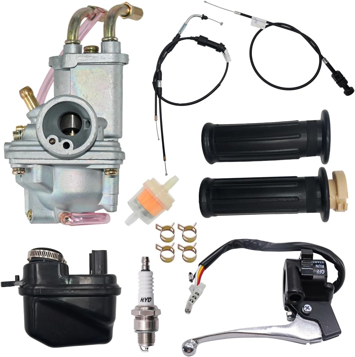XINGLI PW50 Carburetor with Air Filter Fit for Yamaha PW 50 Peewee PW50 Y-Zinger Carb 1981+ with Throttle Choke Cable/Hand Grip Set/Throttle Housing Start Switch