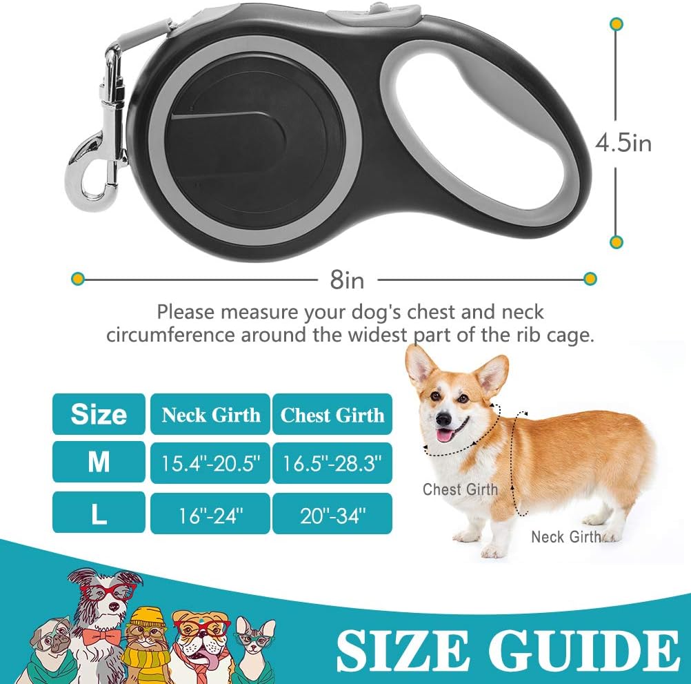 EXPAWLORER No-Pull Dog Harness with 16ft Retractable Dog Leash - Adjustable and Soft Mesh Harness, Reflective No-Choke Pet Vest with Easy Control Automatic Dog Leash for Outdoor Walking for Large Dogs