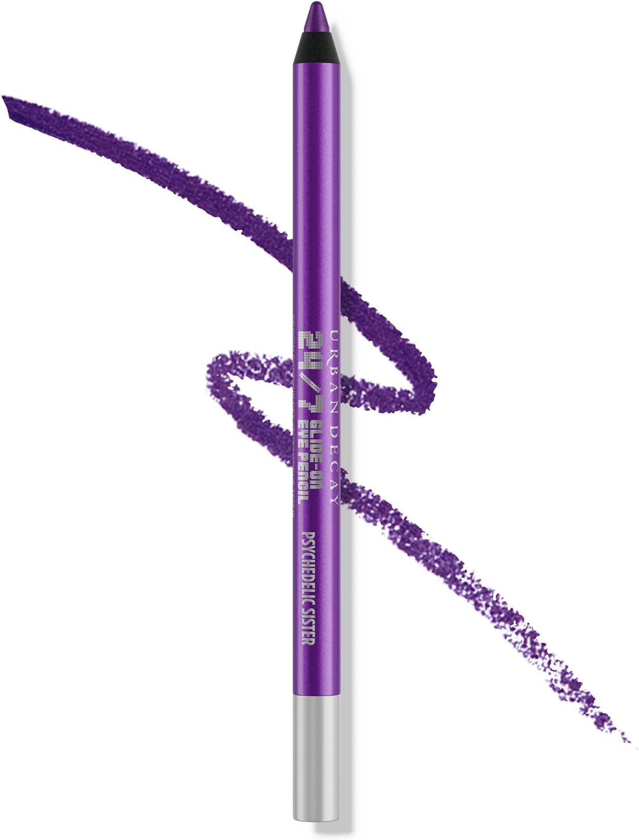 24/7 Glide-On Waterproof Eyeliner Pencil (Psychedelic Sister - Purple Shimmer), Smudge-Proof, Transfer-proof, Long-lasting Colored Eye Liners, Hydrating Vitamin E, Cruelty-free - 0.04 oz