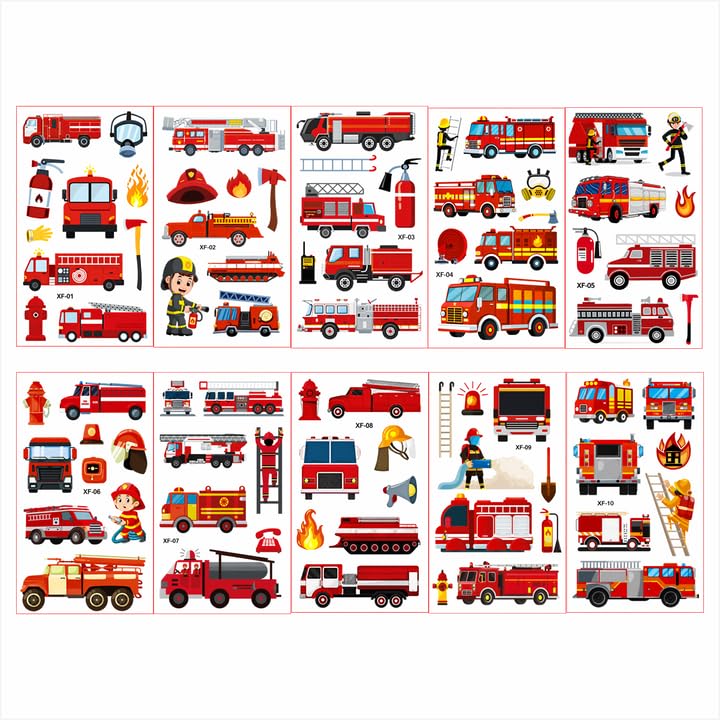 81 PCS Fire Truck Temporary Tattoos for Kids, 10 Sheets Firefighter Tattoo Stickers, Fireman Birthday Party Favors, Goodie Bag Fillers, Classroom Rewards, Emergency Vehicle Theme Supplies - Amazon product rated Grade B