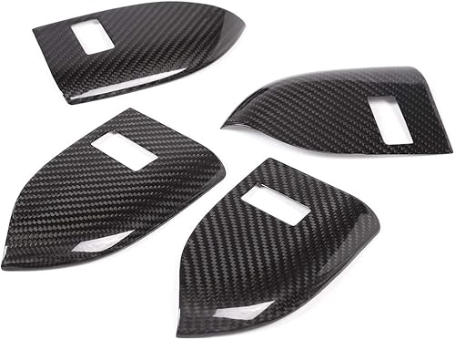 CHEYA - 4 piezas de fibra de carbono real para Landrover Range Rover Sport RR Sport 2014-2019 Car Child Lock Button Cover Tim Accessories