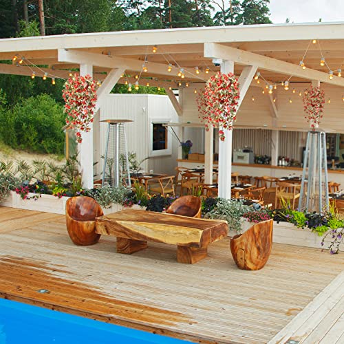 2 Pack Artificial Hanging Rose Flowers Plants, Fake Hanging Plants Colorful Rose Greenary Vine Outdoor Uv Resistant Plastic Plants For Wall Home Garden Wedding Indoor Outdoor Decor(Red) #TOP2