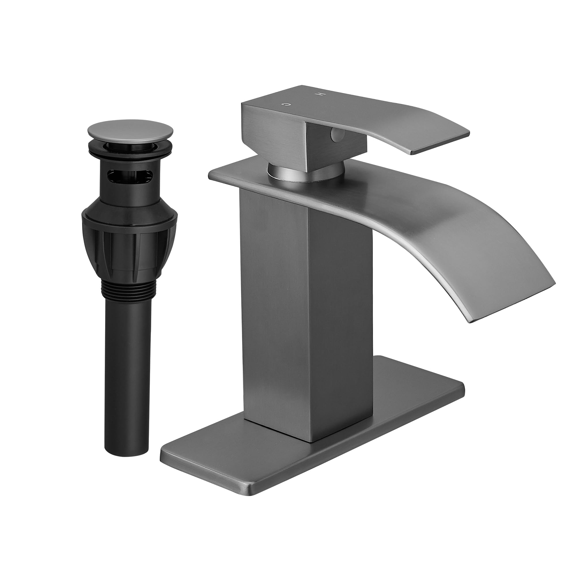 Fransiton Waterfall Single Handle Bathroom Sink Faucet Grey