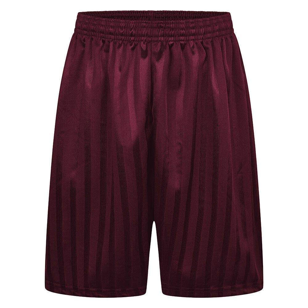 Prime Products Boys/Girls/Adult Unisex Shadow Strip School PE Short with Drawstring (UK Made) (13 Years, Burgundy)
