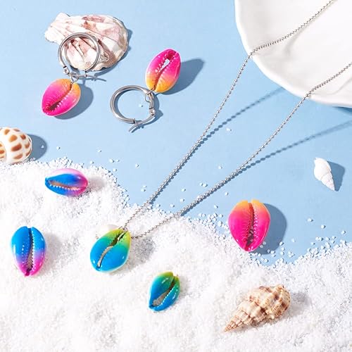 Vista 33 de Cheriswelry 50 cuentas de concha galvanizadas, conchas de cauri en espiral, conchas de mar, verano, playa, cuentas espaciadoras sueltas
