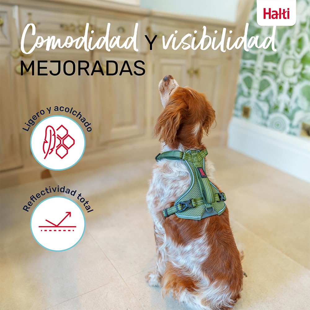 Arnés de Perro HALTI Anatomy con asa - Proporciona Libertad de Movimiento a tu Perro para Que pasee cómodamente. 3 Puntos de Enganche y Acolchado de Neopreno, Ajustable y Reflectante (Talla M, Verde) — view 6