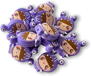 Monster Movie Character Purple Boo Silicone Focal Bead 12 pk Inc. for Freshie Hangers Beaded Pens Halloween Horror Badge Reel