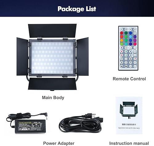 Miniatura 7 de BASVI Luz de video LED RGB de 50 W con control remoto y aplicación, luz de panel LED bicolor regulable con 360  a todo color3200-5600KCRI 97+16