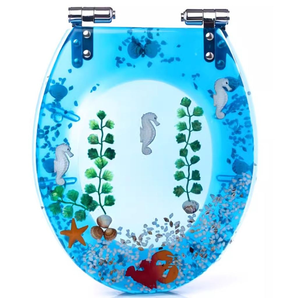 Lunette de toilette bleue transparente pour une salle de bain moderne