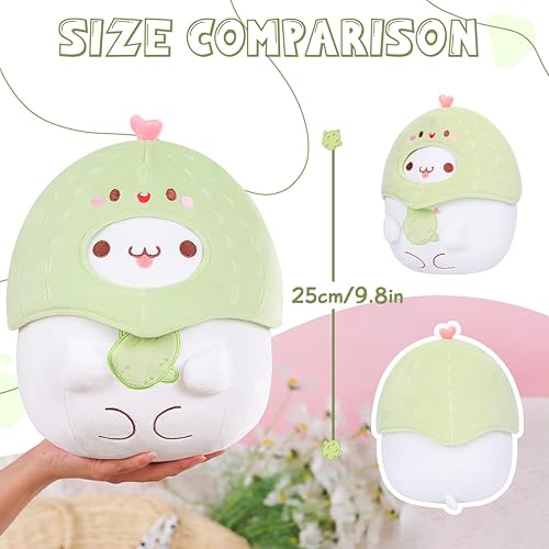 Miniatura 7 de AIXINI Bonita almohada de peluche de panda de aguacate de 10 pulgadas, suave peluche de panda Kawaii con disfraz de aguacate, juguete de almohada de