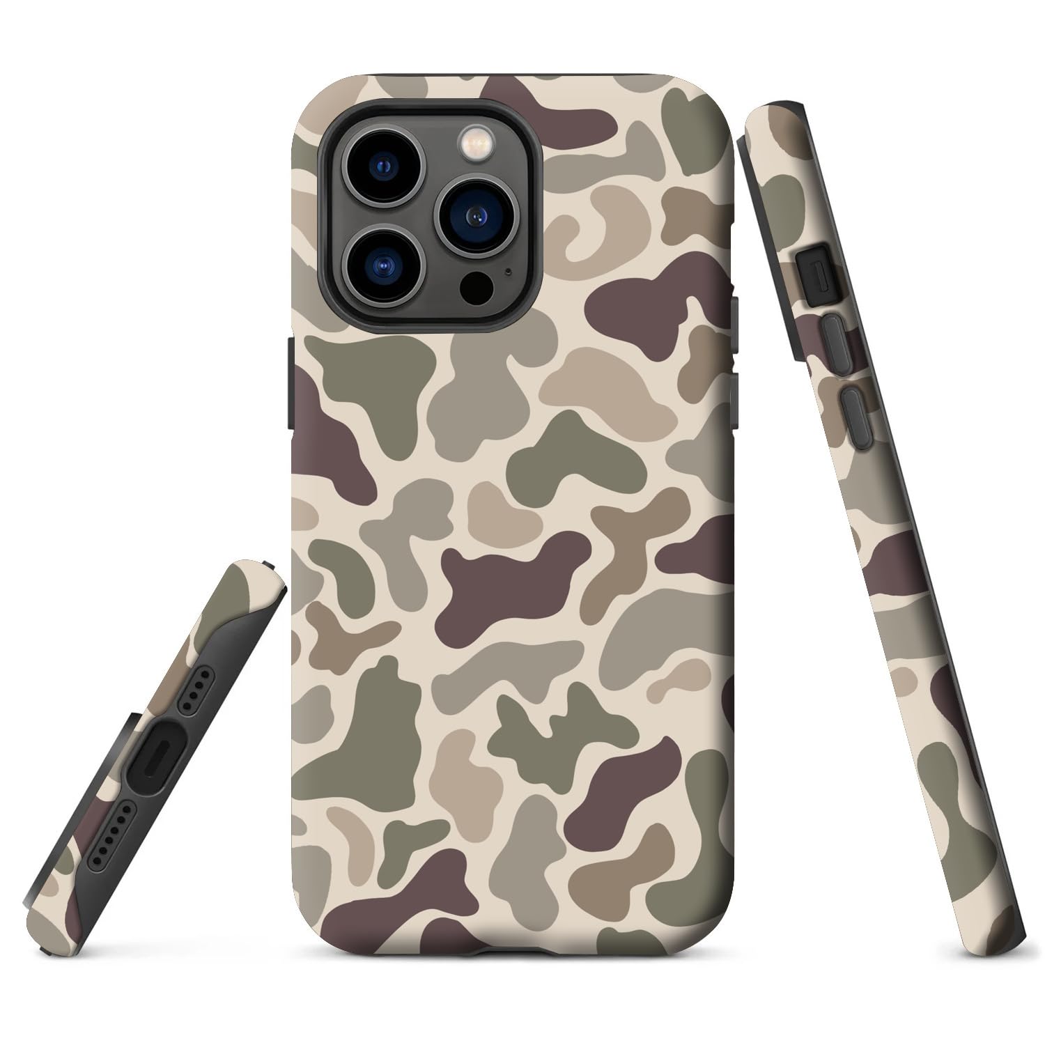 Photo 1 of iPhone 16 Pro Case, Retro Camo Dual Layer Bumper