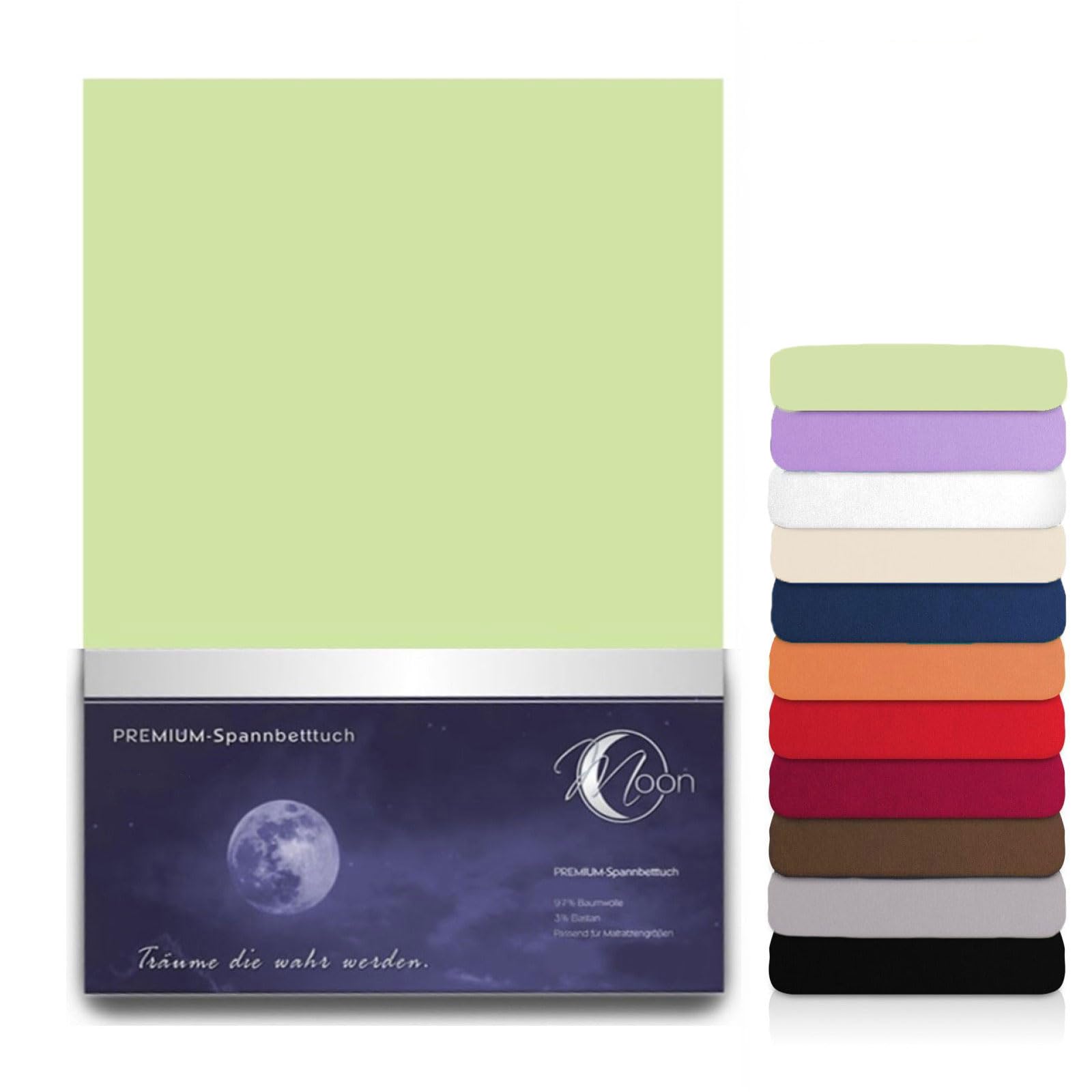 Moon Line-Platin Luxusklasse Spannbettlaken Spannbetttuch 200x220 240g/m² gezwirnte Qualität für Matratzen, Wasserbett und Boxspringbett (Kiwi)