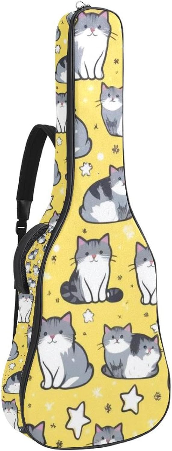 40/41/42-inch Cartoon Animals Acoustic Guitar Bag With Adjustable Shoulder Strap And 2 Storage Bags. Guitar Bag With Back Hanging Loop, Electric, and Classical Guitars
