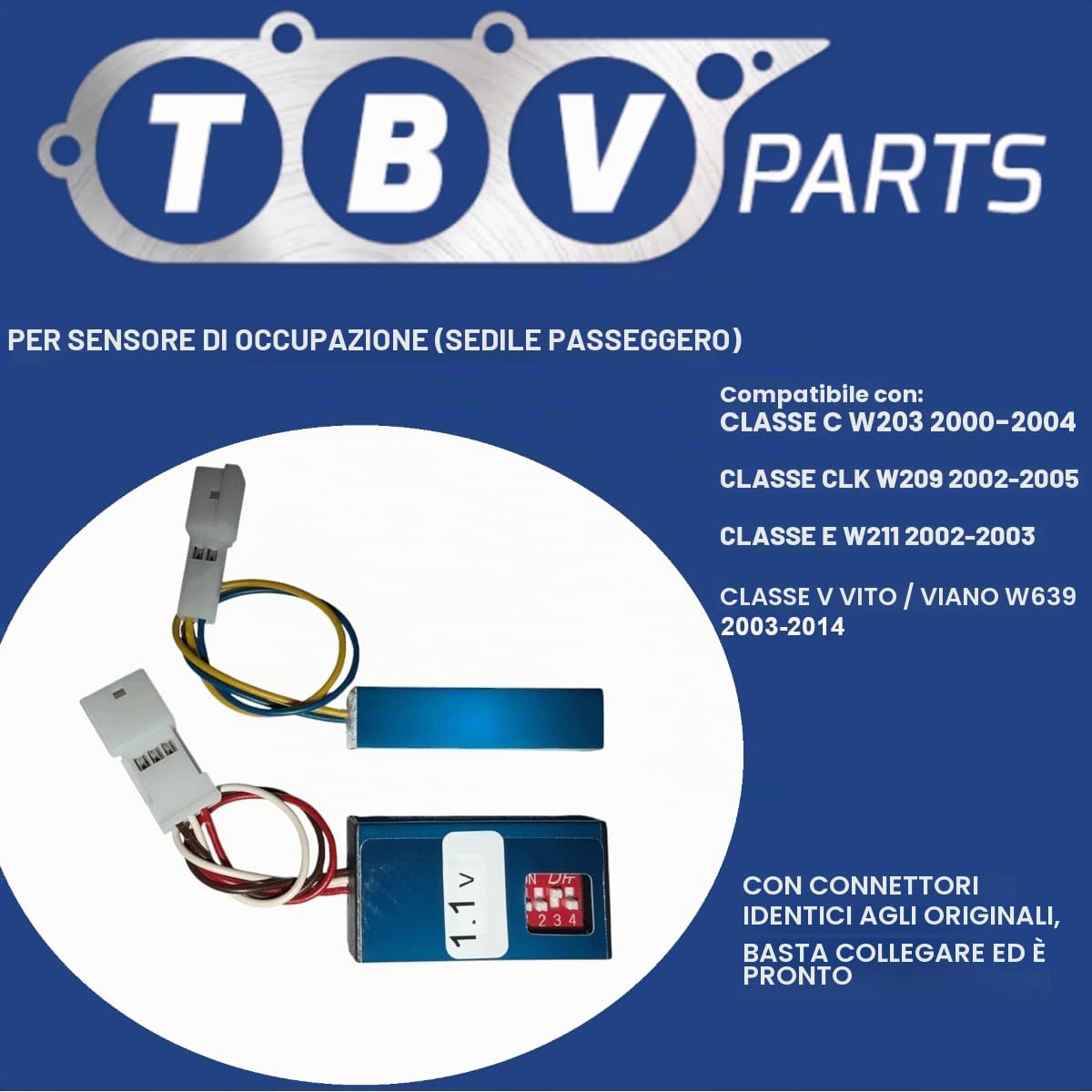 Strumento ausiliario di diagnosi – sensore di occupazione sedile passeggero compatibile con W203(2000-2004) W209(2002-2005) W211(2002-2003) W639(2003-2014)