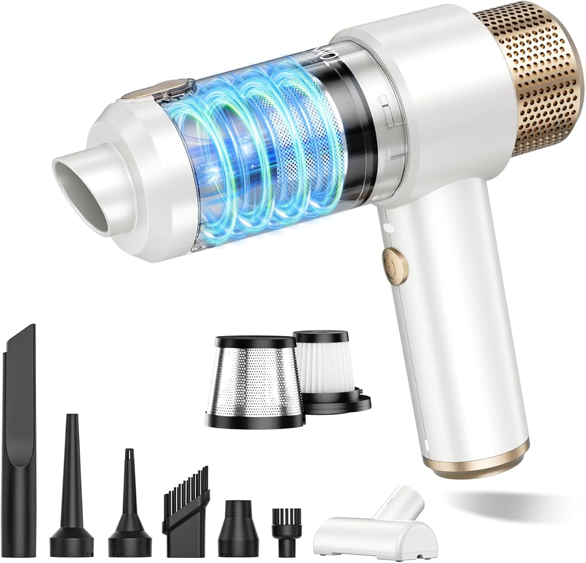 JONYJ Handheld Car Vacuum Cleaner, 16000PA Hand Held Vacuum Portable Cordless, 2 in 1 Air Duster and Vacuum Cleaner with LED Light, Multi-Nozzles, 120W High Power Mini Vacuum for Home, Pet, Office