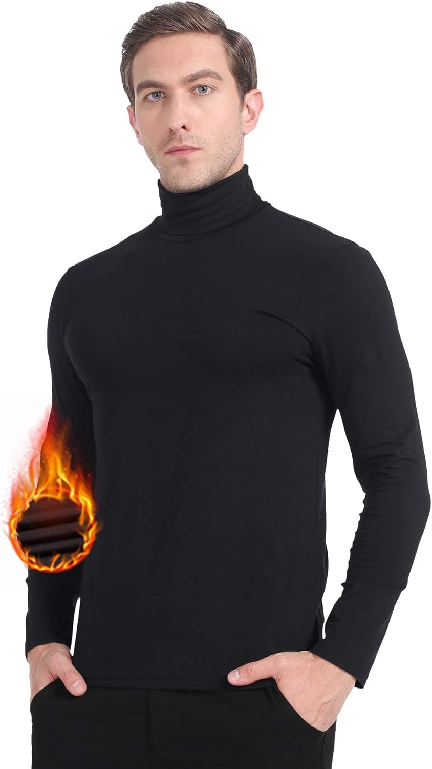 Subuteay Thermal Shirts for Mens Fleece Lined Top Long Sleeve Compression Base Layer
