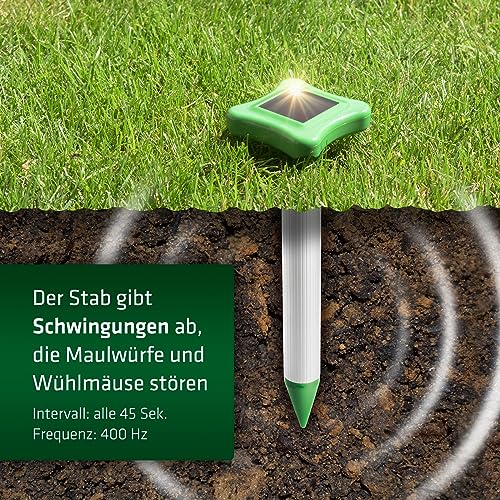 Wühlmausvertreiber Gardigo mit Solar und integriertem Akku – 3er Set