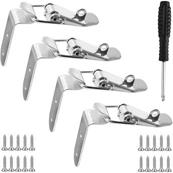 Pack of 4 Stainless Steel Tension Clasps 90 Degree Box Closure Corner Fastening Small Snap Lock Lever Lock Hook Lock for Suitcase Boxes Cabinet Duck Mouth Buckle