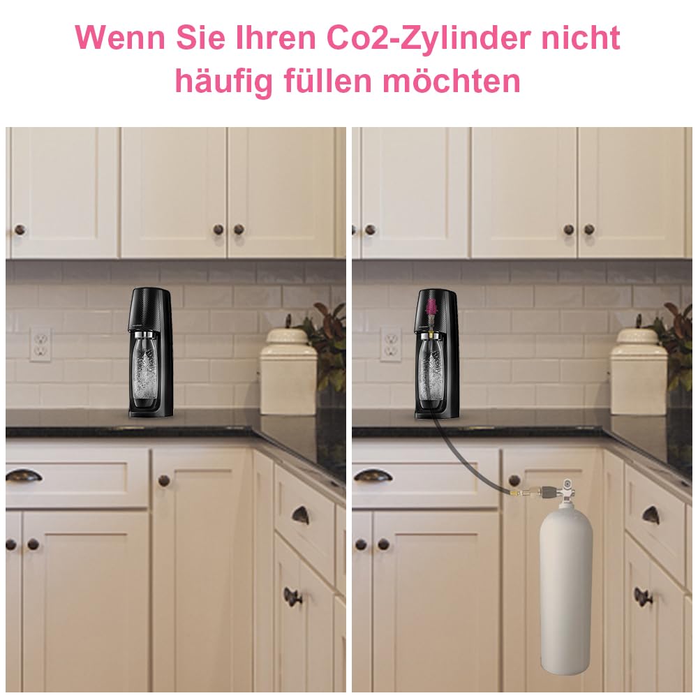 Co2 adapter węża wysokociśnieniowego, 1,5 m, z manometrem, kompatybilny z Duo, Crystal 3.0, Gaia, Art i Terra, obsługa większej butli gazowej Co2 z blokadą przepływu