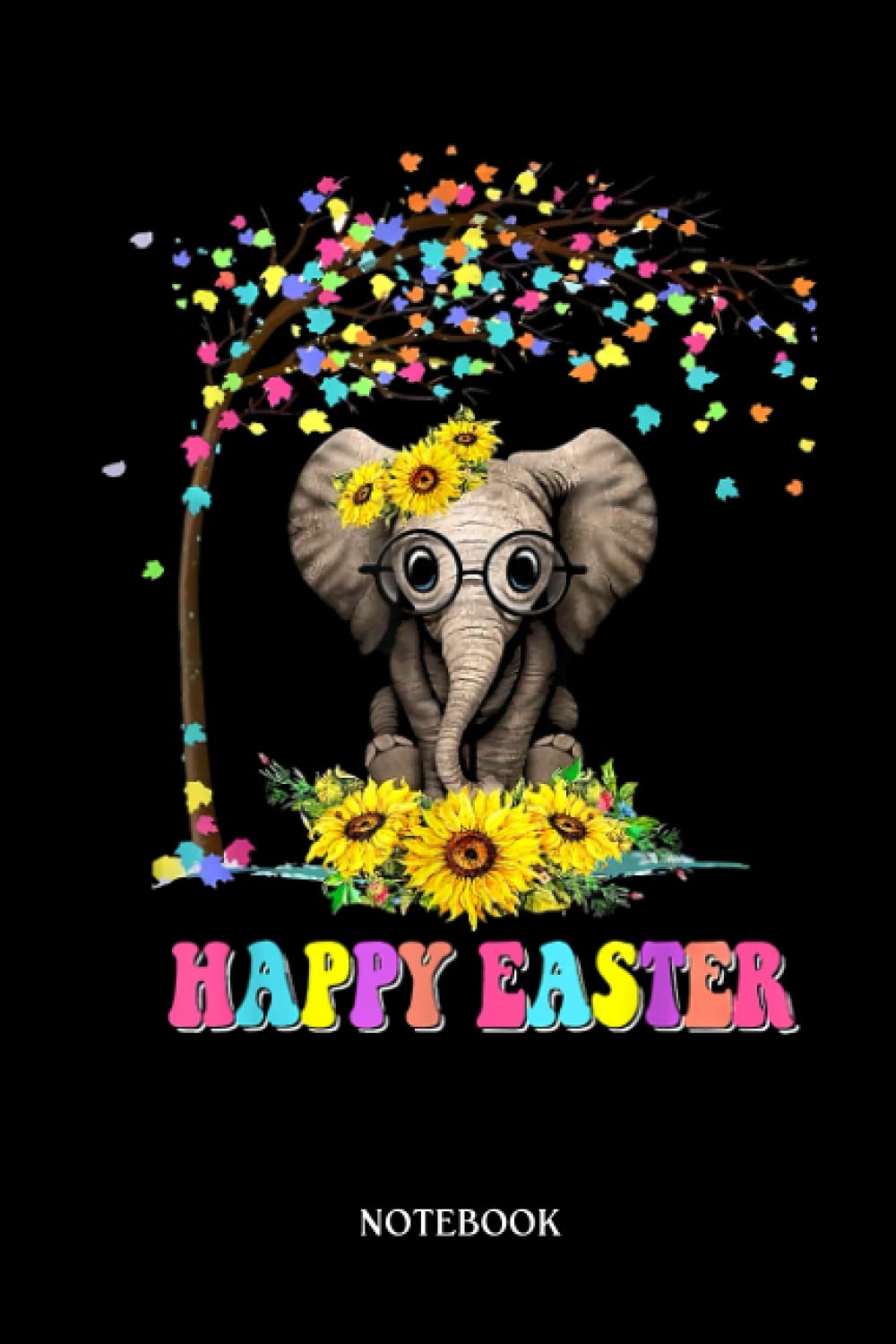 Elephant Notebook: Easter Bunny Elephant Funny Easter Elephant Autumn Tree | Lined Writing And Notes Journal 120 Pages 6X9