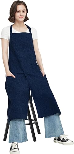 Miniatura 10 de Delantal de cerámica con pierna dividida, largo para artista, con 3 bolsillos, delantales de cerámica de arcilla para mujeres y hombres