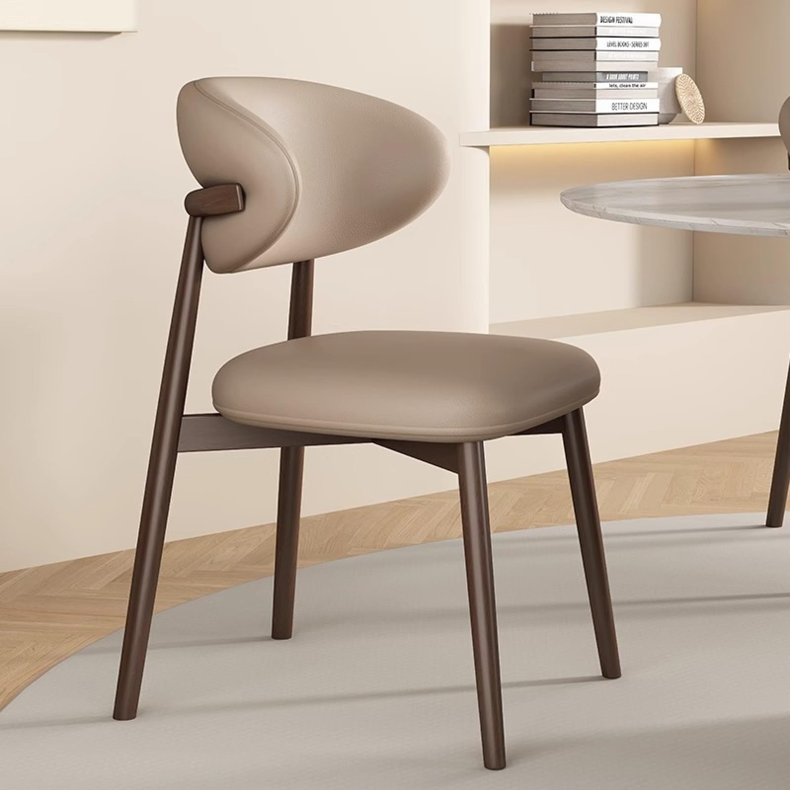 Chaises de salle à manger lot de 2 modernes en simili-cuir kaki avec cadre en bois stable