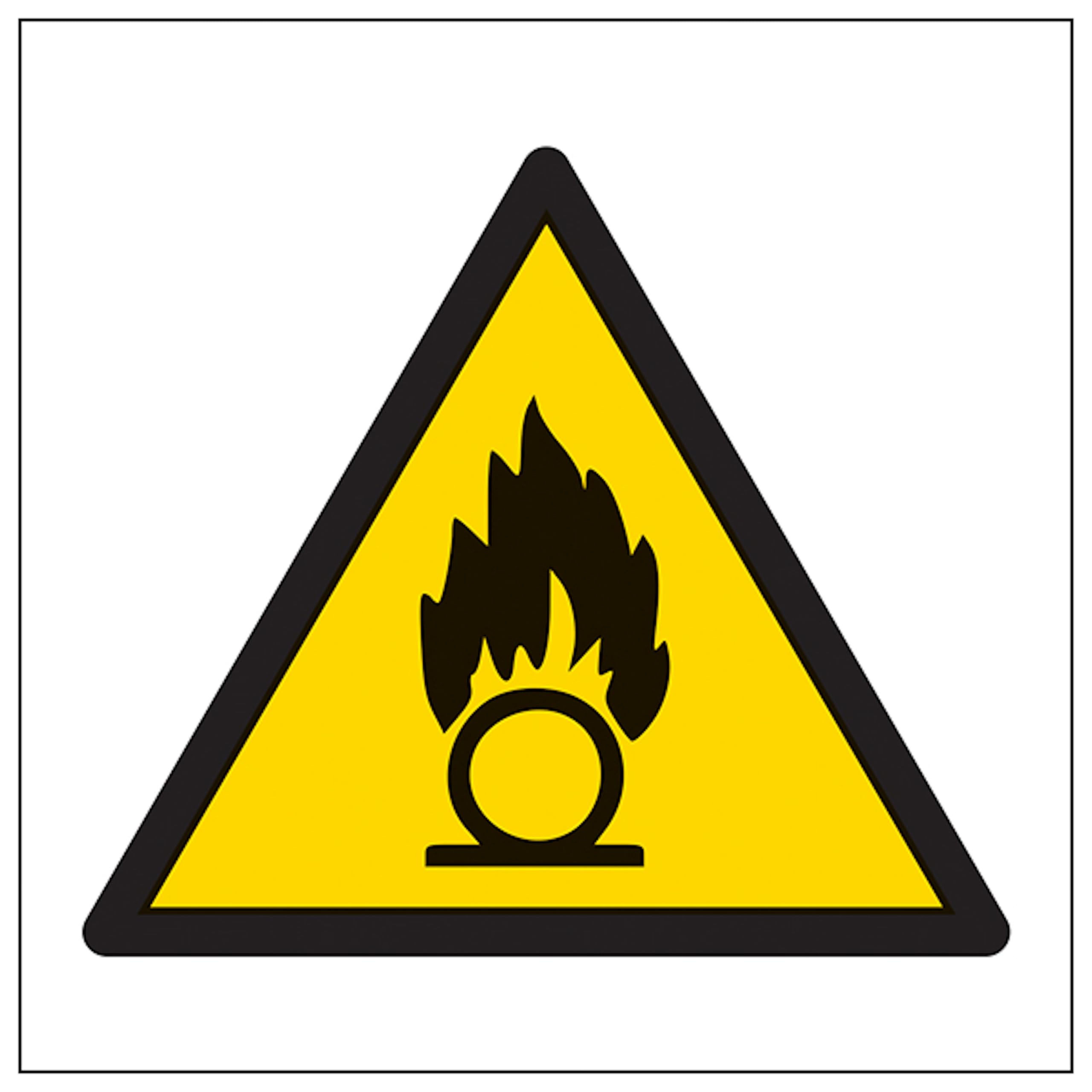 V Safety Warning Oxidising Symbol 100 x 100 mm - 3mm Aluminium Composite Safety Sign