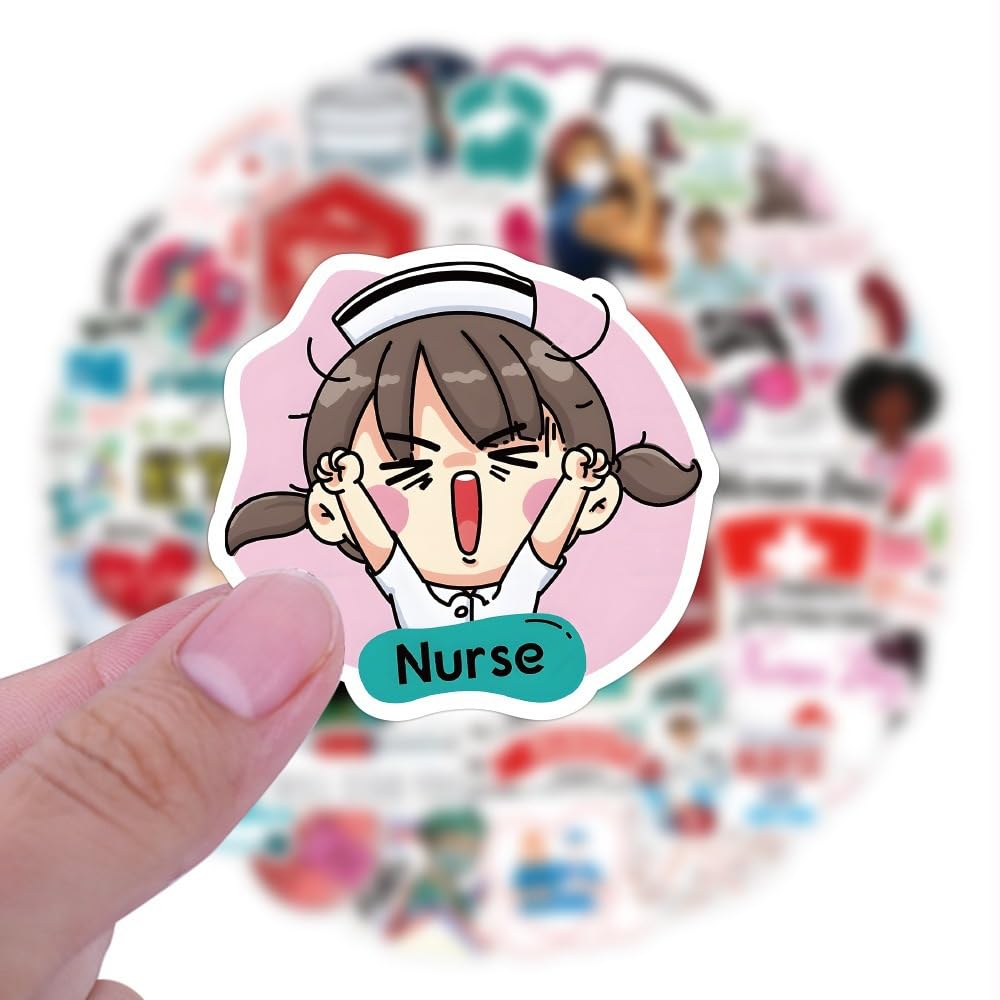 Vinyl Stickers 50 Packs of Cartoon Medical Staff Stickers, Waterproof Luggage Stethoscope, Mobile Phone, Computer Helmet, Bag - Image 3