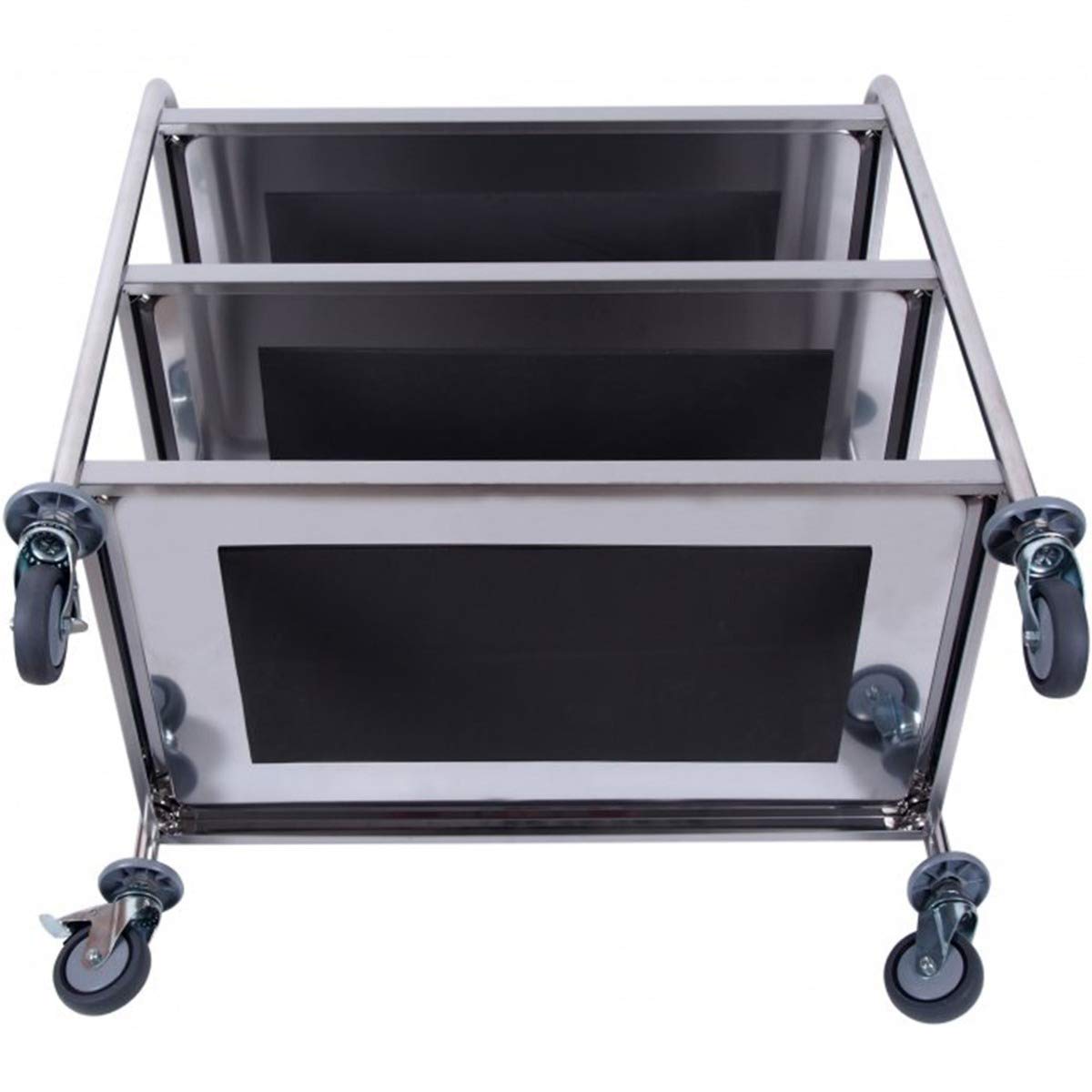ZORRO - Edelstahl Servierwagen ZSW 3-3 Böden - Leichtlaufräder mit Fußbremse - Küchenwagen - Gastro - (86 x 54 x 94 cm)
