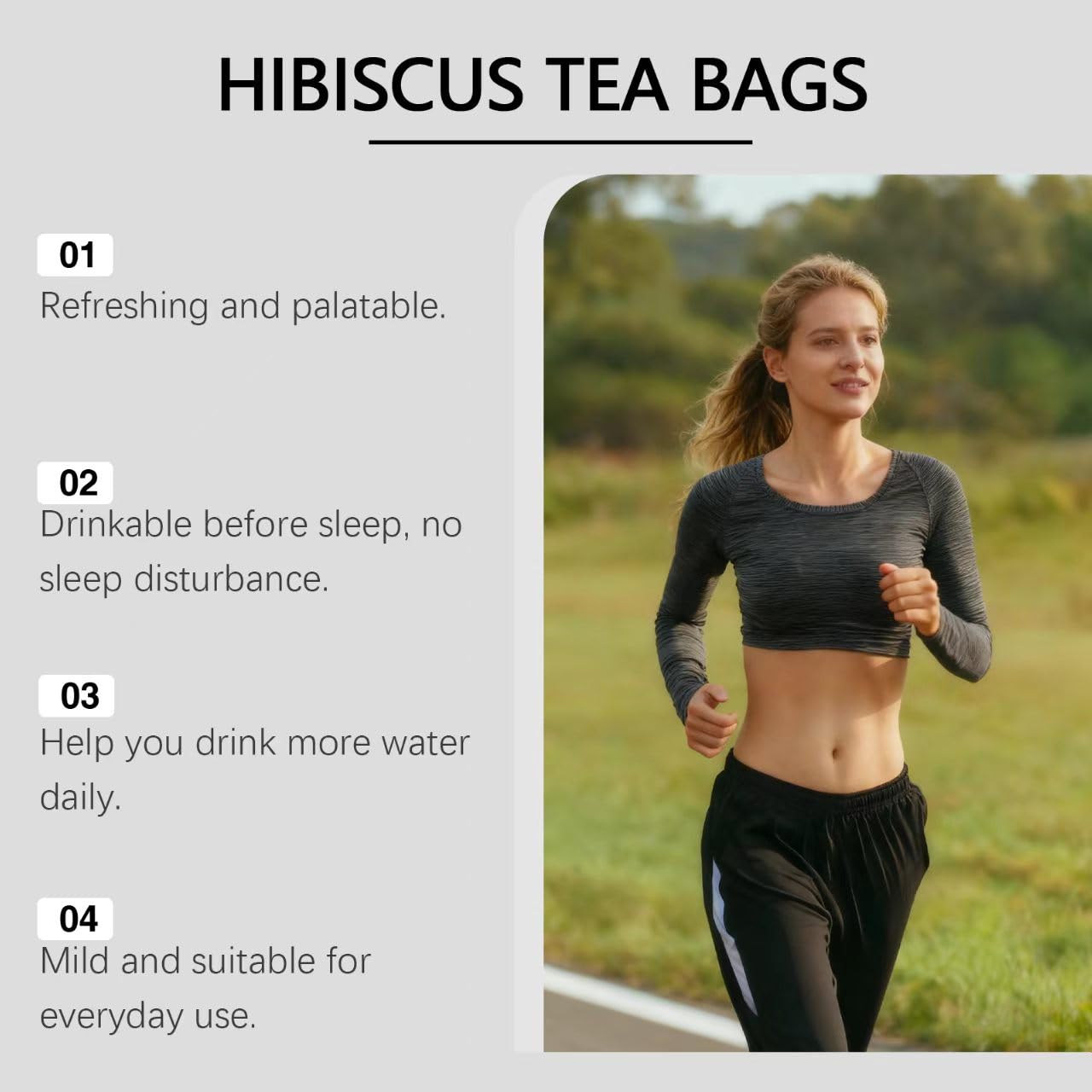 Herbata z hibiskusa w torebkach organicznych | Orzeźwiające i cierpkie wsparcie | 30 sztuk, pakowane pojedynczo,3pcs
