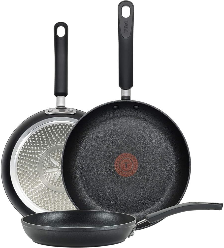 Experience Non Stick Fry Pan Set 3 Piece, 8, 10.25, 12 Inch Induction Oven Broiler Safe 400F, Cookware, Kitchen Cooking Set, Pots and Pans, Skillets, Frying Pans, Dining, Dishwasher Safe, Black