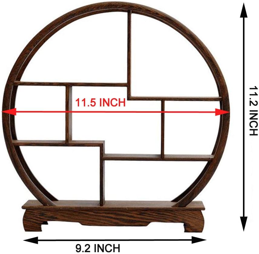 NWFashion Chinese Wooden Rosewood Display Stand Decoration 11" Curio Cabinets Shelf (Circle)