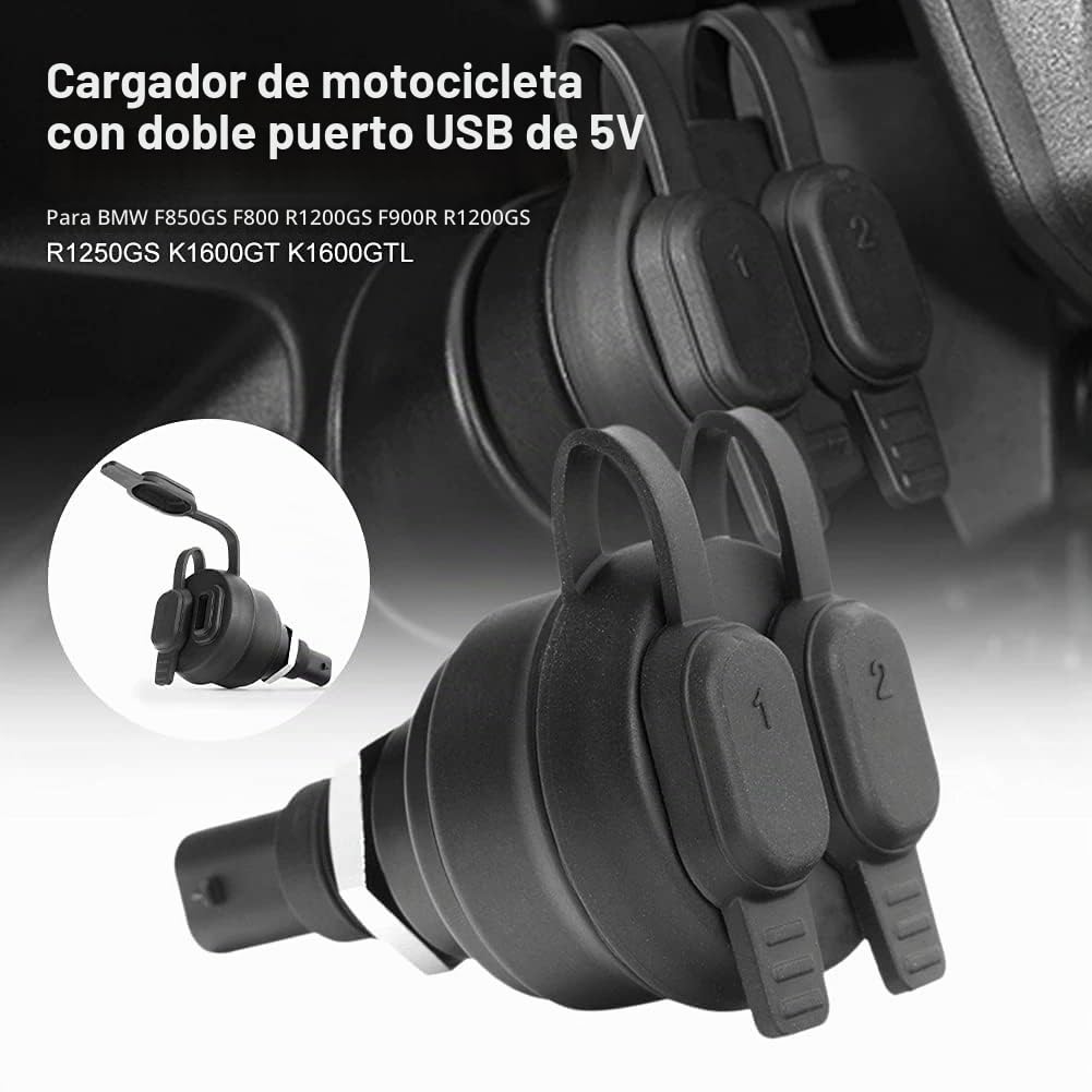 Cargador USB de 5 V para motocicleta, adaptador de alimentación de puerto USB doble para BMW R1200GS R1250GS R1250RT R1200RT R nineT K1600GT K1600GTL K1300S K1300GT G310GS F900R F900XR F850GS F750