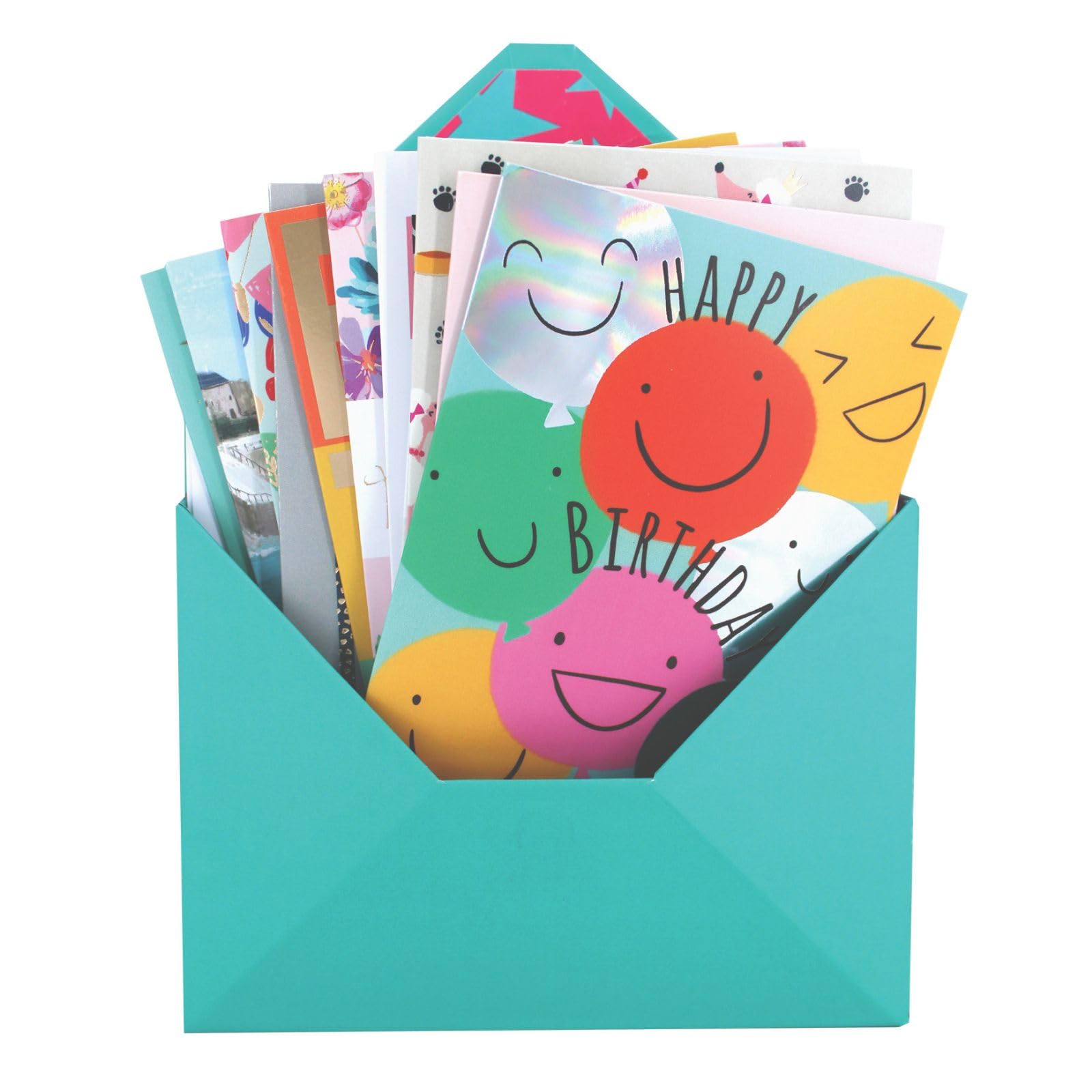 SECOND NATURE Assorted Greeting Card Box Of 12 Birthday & Blank Cards In Keepsake Envelope Box Vibrant Designs, Heartfelt Messages, Eco-Friendly, Stylish Packing, Variety Pack