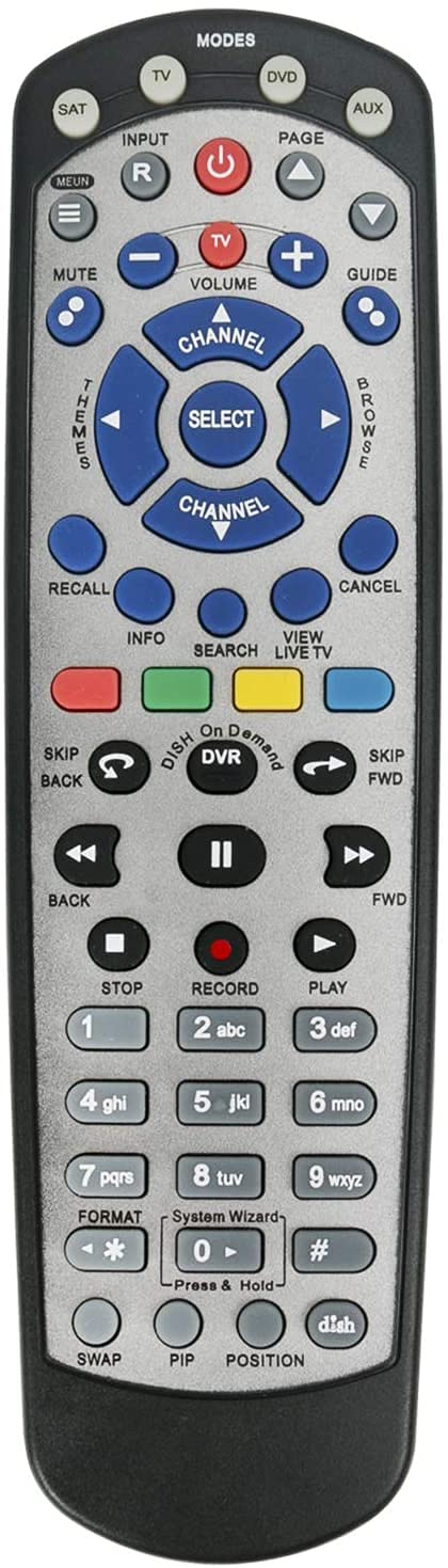 ALLIMITYNew Network 20.1 IR Replacement TV Remote Control Suitable for Dish Receiver Dish Network Dish TV1 with Learning Code Function for SAT TV DVD AUX 4 Modes