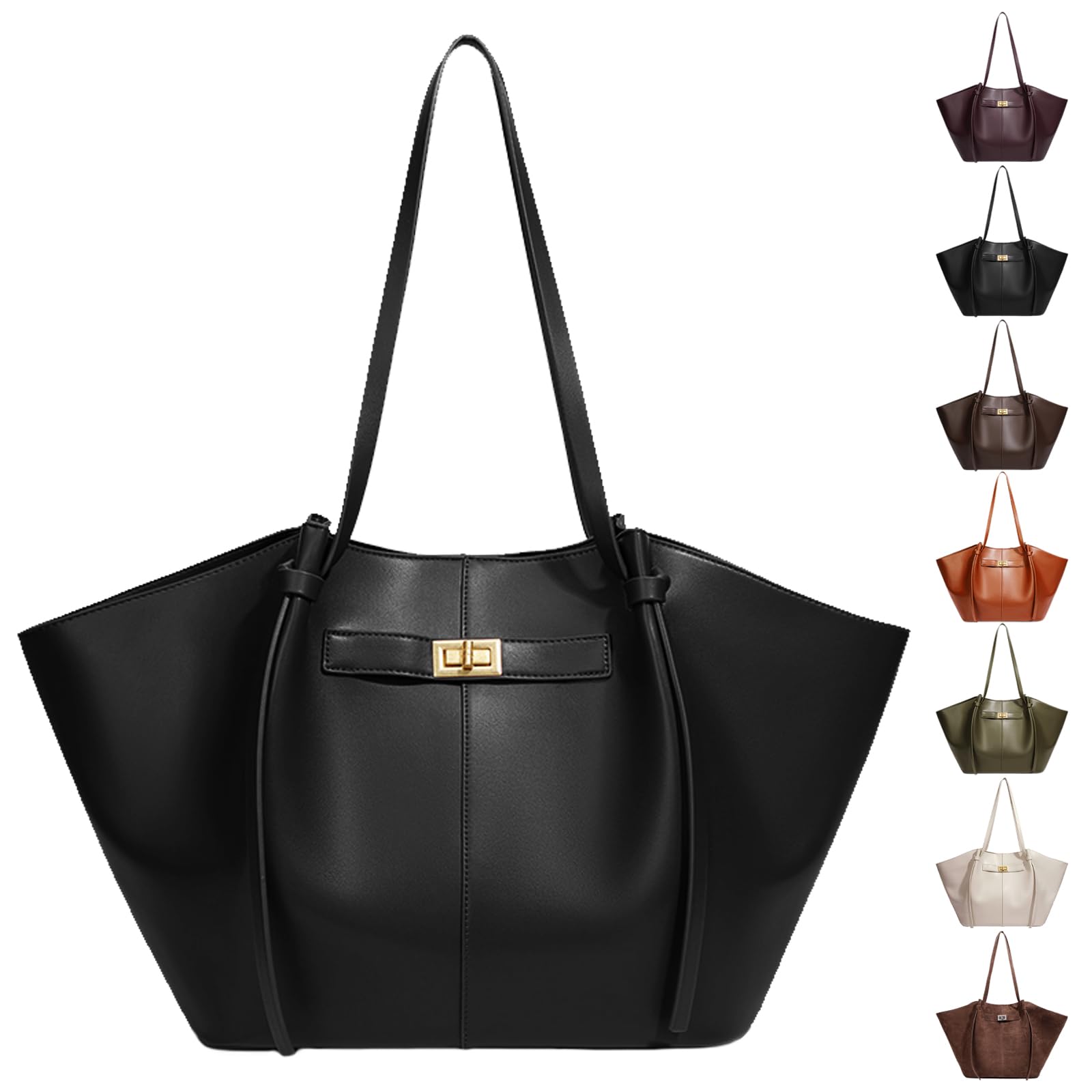 Tote Bag Damen, Shopper Tasche Damen Groß, Large Shoulder Handbag mit Abnehmbarer Schlaufe, Vintage Tasche für Arbeit Einkauf Reisen Büro