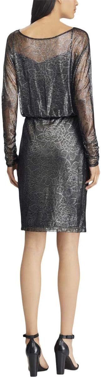 American Living Womens Floral Lace Cocktail Dress, Metallic, 12 - Image 3